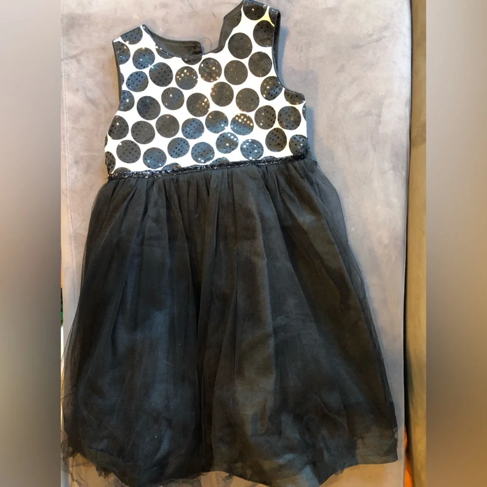 Charming Black and White Polka Dot Kids Dress